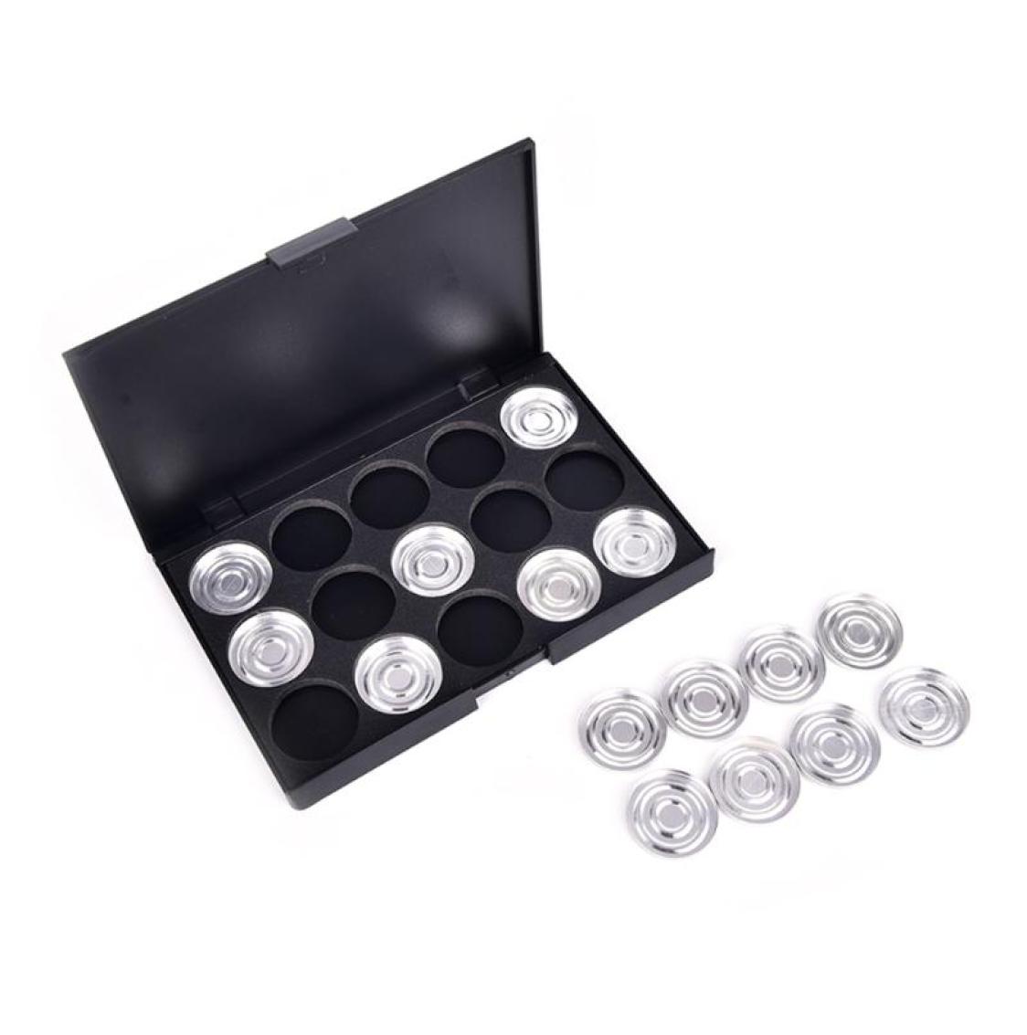 

DIY Makeup Eye Shadow Pigment Palette Case Empty Eyeshadow Blusher Pigment Aluminum Palette Pans Makeup 15 Grids5080250, Black