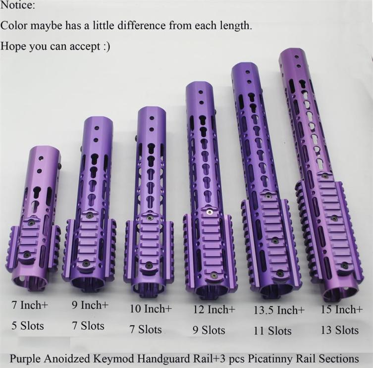 

Purple Anodized 7 9 10 12 13 5 15039039 Keymod Handguard Rail with 3 x Picatinny Weaver Rail Sections Aluminum Barrel Nut2196058996, Green