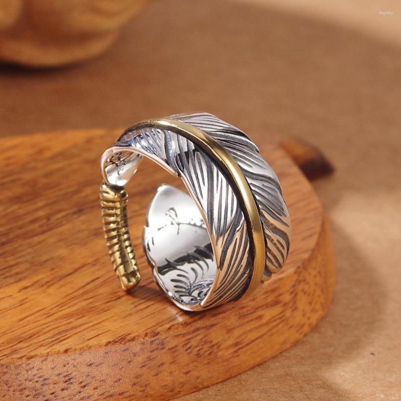 

Cluster Rings S925 Sterling Silver Japanese-Korean Style Opening Tangcao Pattern Takahashi Ring Male Simple