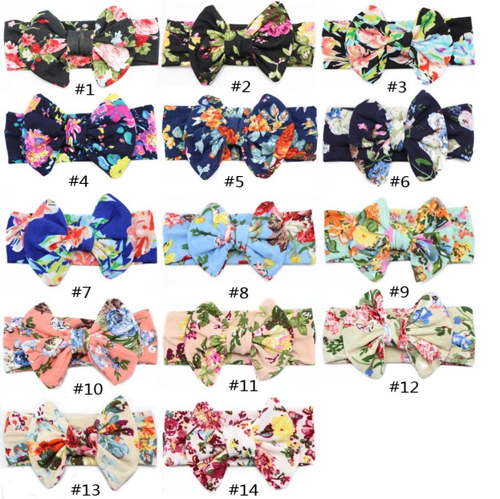 

14 color Big bow belt Children printing Kids Baby Flower Headbands 2019 new Bohemian Hair Accessories Head Wrap Girls Childrens1822469, Red