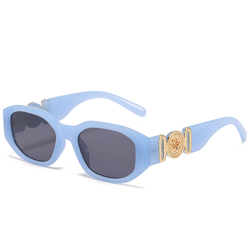 2023 New Trend Fashion Sunglasses Europe and The United States Trend Small Square Frame Polygon Glasses Personality Pattern Sunglasses-image-878376593