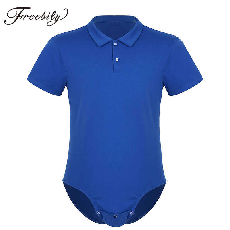 

Men's Swimwear Adult Mens One Piece Bodysuit Catsuit Short Sleeve Turn-down Collar press button Crotch Shirt Body Suit Romper Pajamas JumpsuitHKD230621