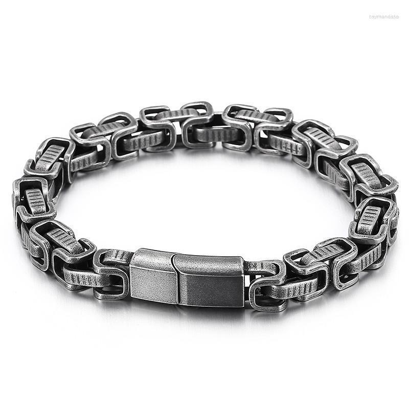 

Link Bracelets Chain Vintage Black 8mm 8.66 Inch Stainless Steel Byzantine King Bracelet For Boy Mens Gifts Raym22