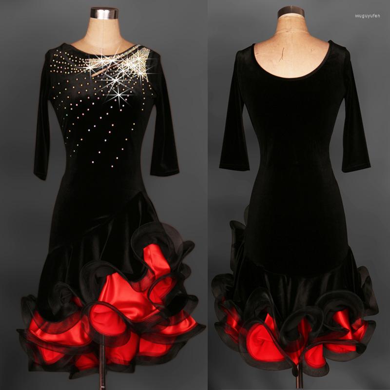 

Stage Wear Latin Dance Costume Women's High-end Dress, As photo