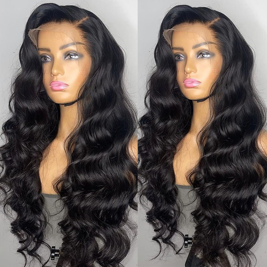 

32inch 13x4 Transparent Lace Front Wig Human Hair Wig Body Wave Pre Plucked 13x6 Human Hair Lace Frontal Wig Brazilian Remy Hair, Natural color