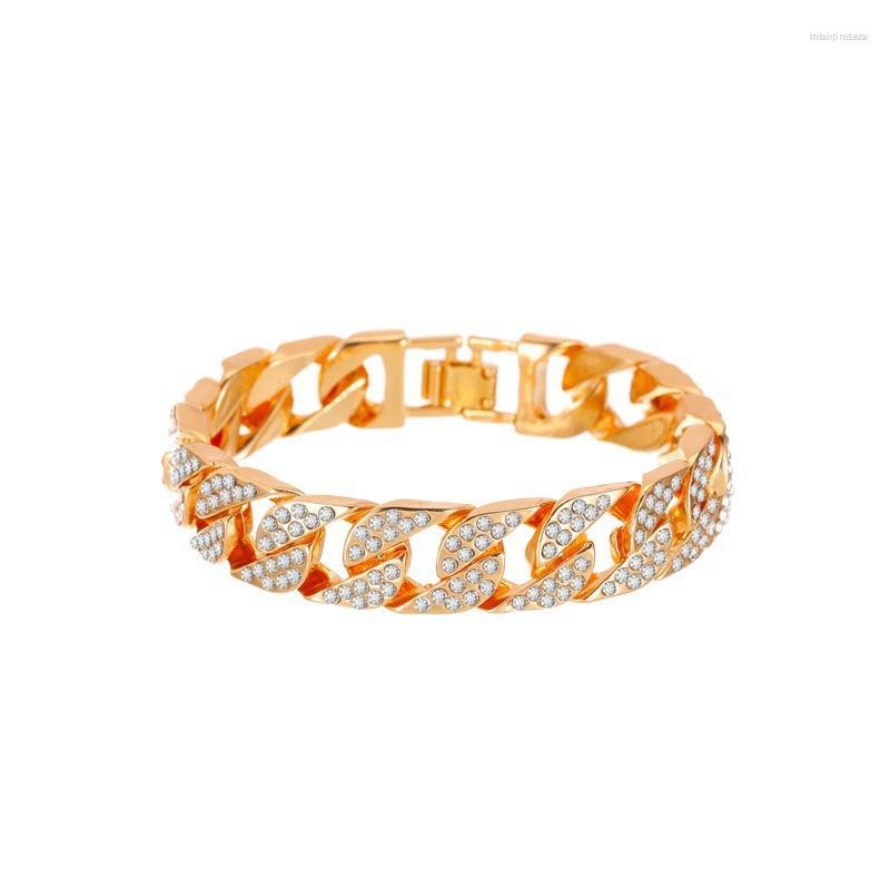 

Link Bracelets Fashion Simple Exaggerated Thick Chain Metal Wide Version Zircon Women's Ins Wind Net Red Same Style Jewelry For Women