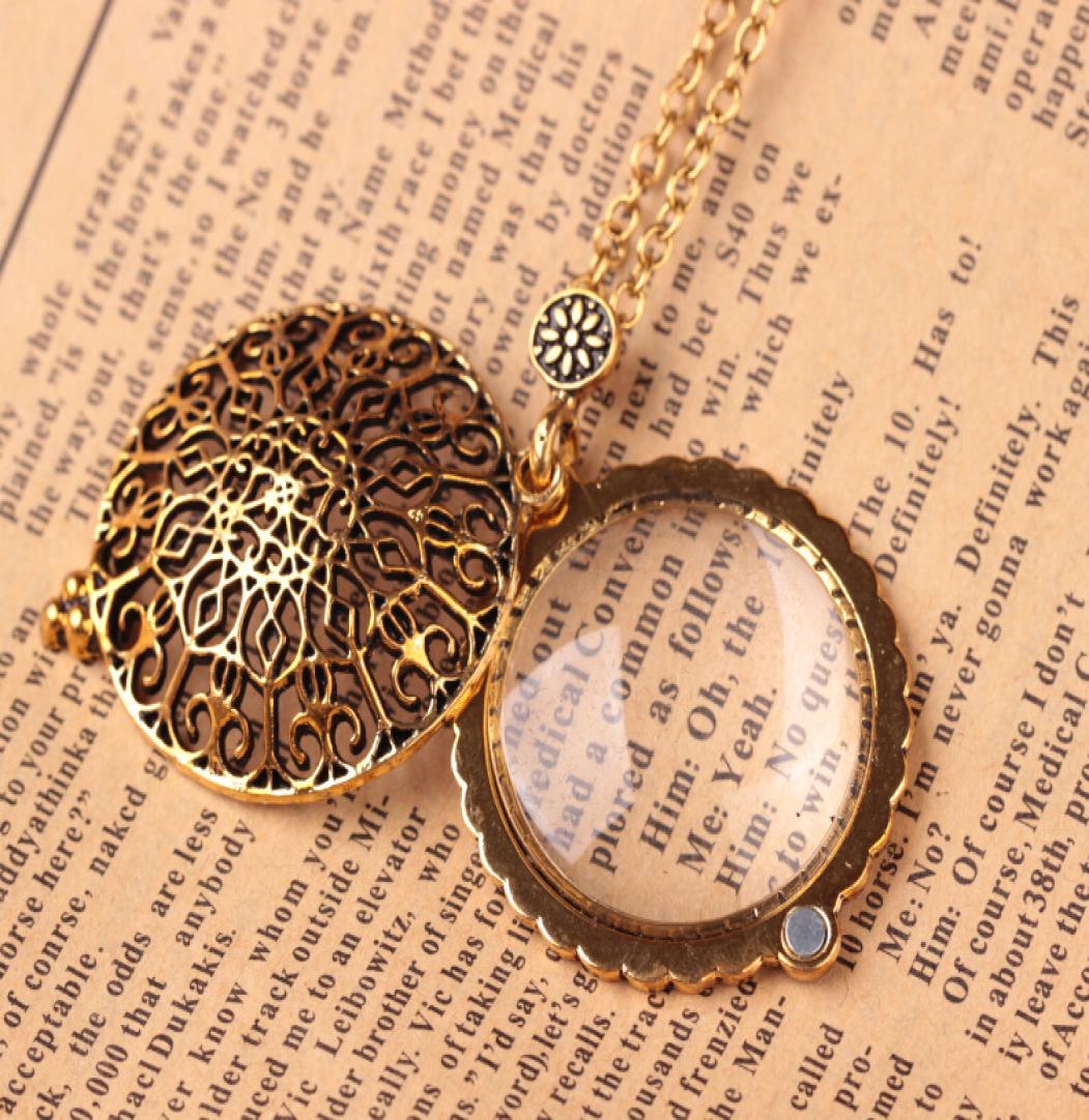 

Kimter Hollow Pattern Circle Cabochon Domed Magnifying Glass Necklace Unisex Magnifier Pendant Antique Gold Alloy Necklaces Jewelr2687742