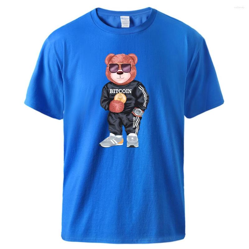 

Men' T Shirts Bear With Printed Men Short Sleeve Casual Fashion Oversized Tshirt All Match Cool Tees Breathable Original Tee, Blue