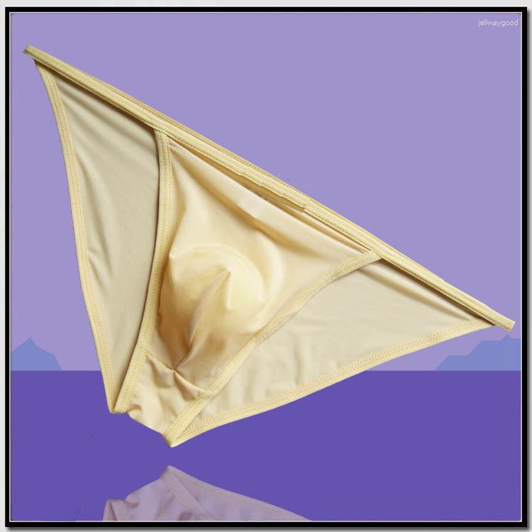 

Underpants 2023 Men's Comfortable Tanga String Bikini Bulge Pouch Ice Sikly Silky Underwear Size M//XL, Khaki