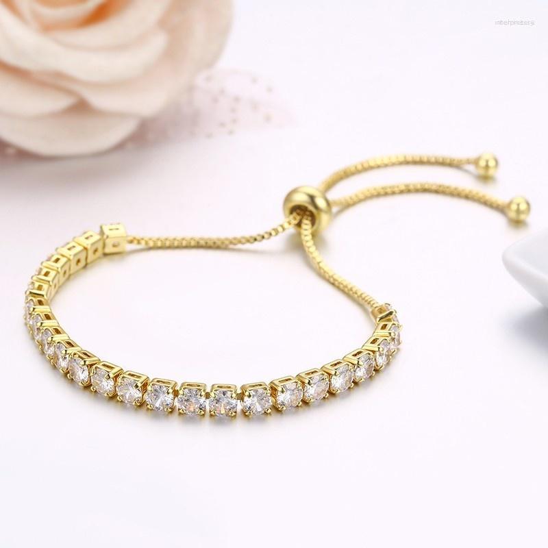 

Link Bracelets 4mm CZ Chain Gold Color Tennis For Women Girls Jewelry Charm Adjustagbel Bracelete Femme Pulseras Bracciali Bileklik