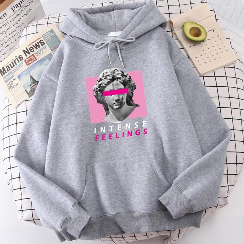 

Men's Hoodies Sculpture Intense Feelings Printing Mens Sport Spiritual Sweatshirt Vintage O-Neck Top Harajuku Oversized Hoodie For Men, Black