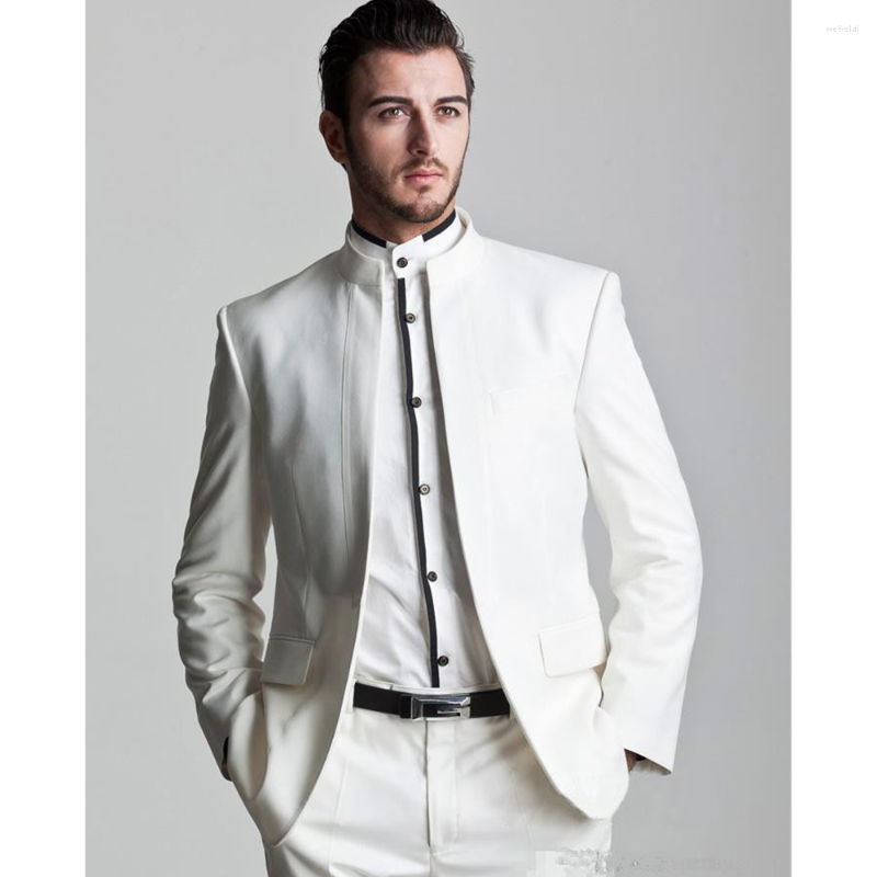 

Men's Suits White Wedding Suit For Men Balzer Sets Slim Fit 2 Pieces Custome Groom Tuxedo Homme Business Casual Party Outfits (Jacket Pants), Ivory