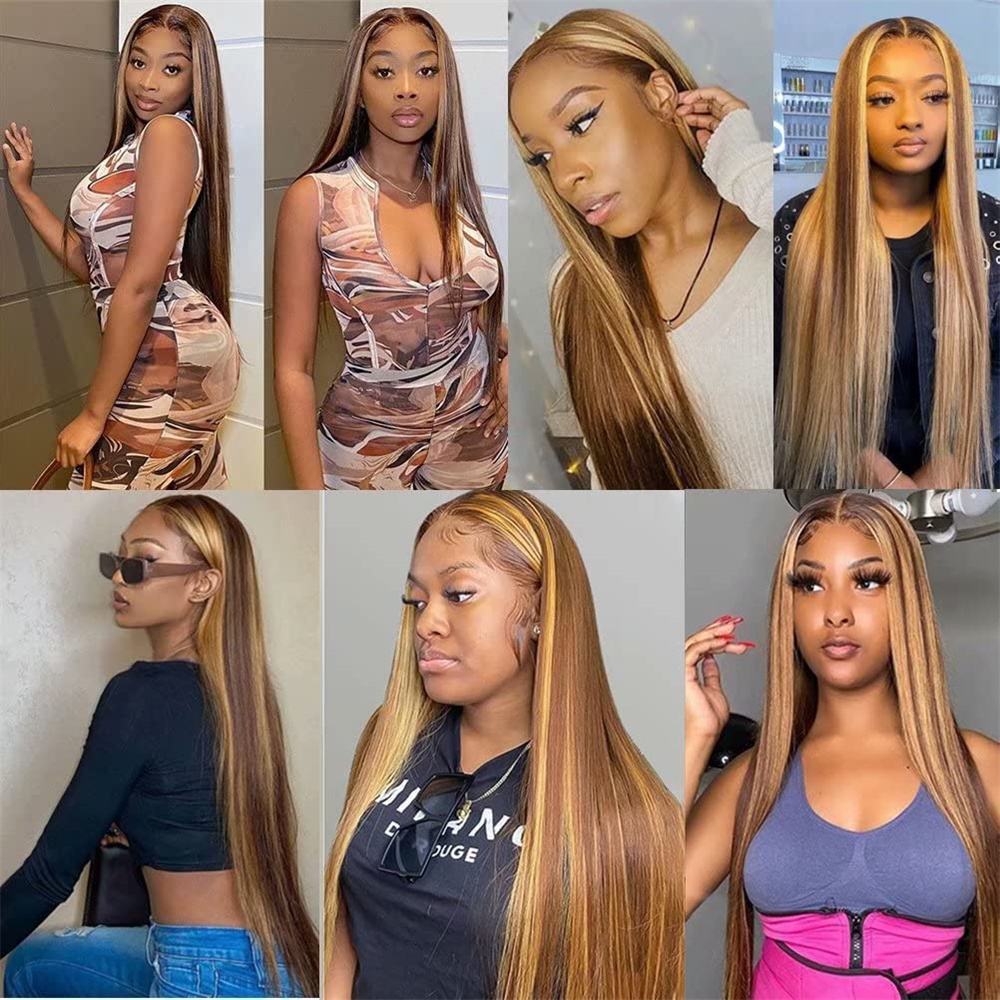 

New Product Highlight Wig Human Hair Straight 4x4 13x4 Hd Transparent Lace Front Wigs for Women Blonde 13x4 Lace Frontal Human Hair Wig, Natural color