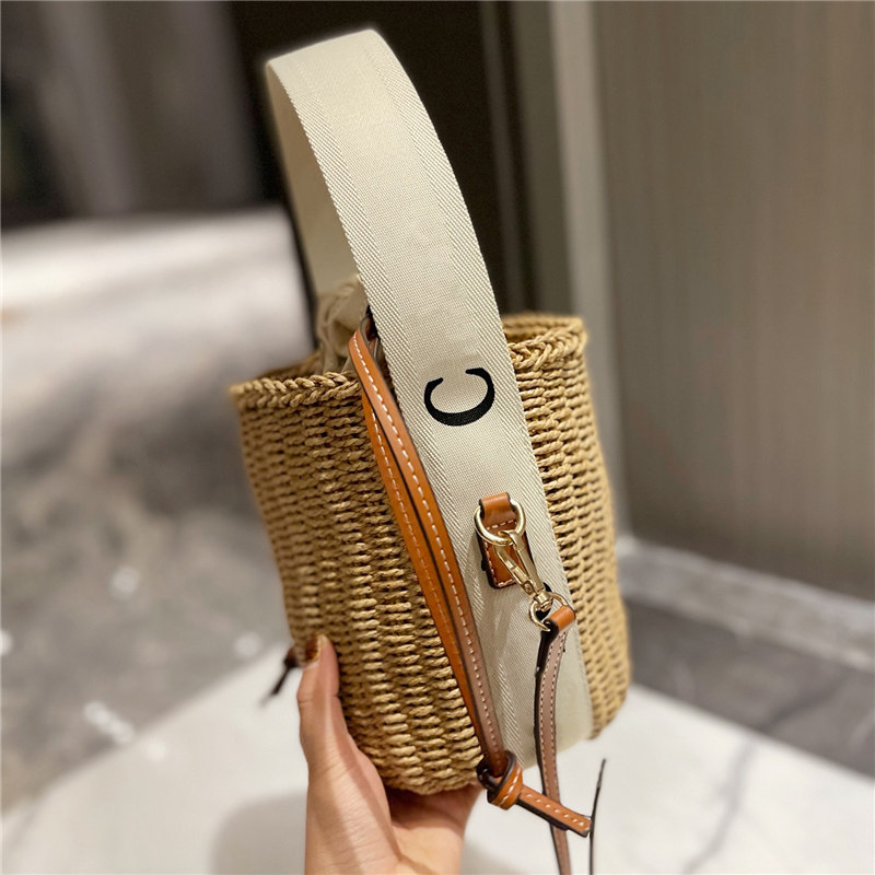 

Women Shoulder Bags Drawstring Woody Totes Designer Bucket Bag Beach Woven Handbags Straw Crossbody Purses Small C Tote Handbag Cross Body, Ch#brown