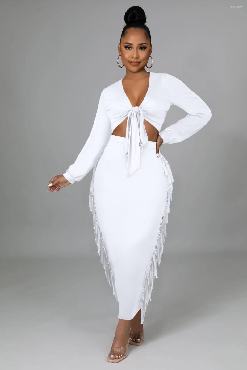 

Work Dresses European And American Fashion Solid Color Women Two Piece Set Clothes 2023 Long Sleeve Crop Top Sheath Midi Skirts Suits, Black