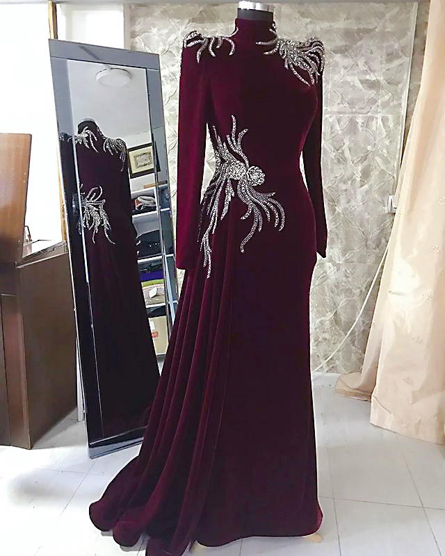 

2023 Aso Ebi Burgundy Mermaid Prom Dress Lace Beaded Evening Formal Party Second Reception Birthday Bridesmaid Engagement Gowns Dresses Robe De Soiree ZJ421, Same as image