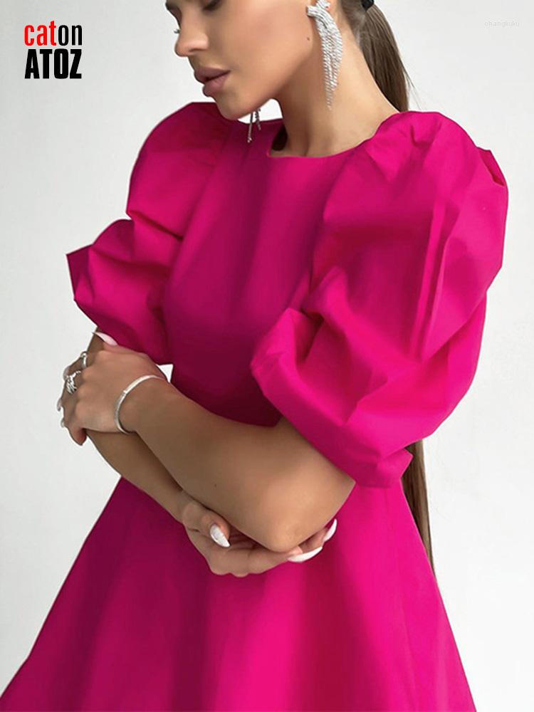 

Casual Dresses Summer Dress Simple Women' Vintage Bubble Sleeve Backless Strap High Waist A-Line Femmer Street 2759, Blue