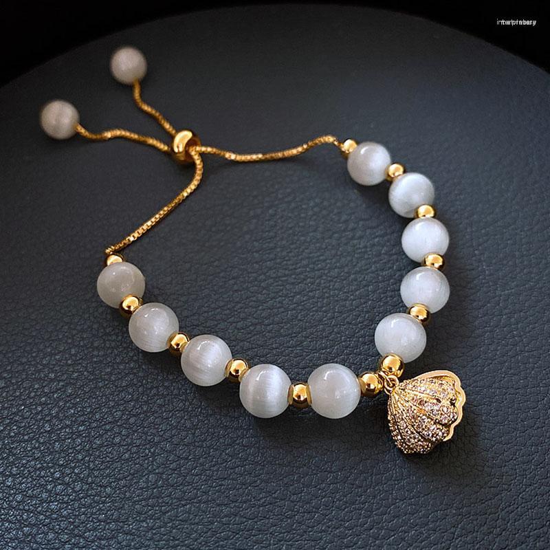 

Link Bracelets 2023 Korea Electroplating Opal Bracelet Fashion All-match Shell Natural Pearl Trendy Women's Adjustable