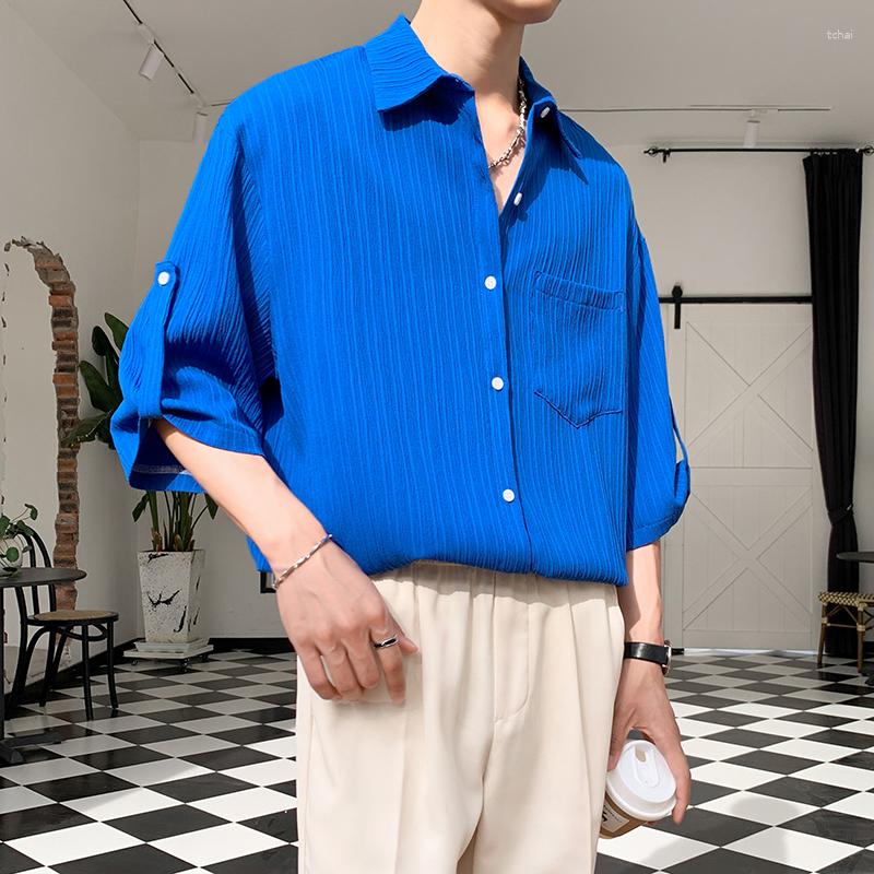 

Men's Casual Shirts Royal Blue Complete Elegant Stylish Mens Clothing Loose Oversize Korean Fashion Streetwear 2023 Summer Blouse Social