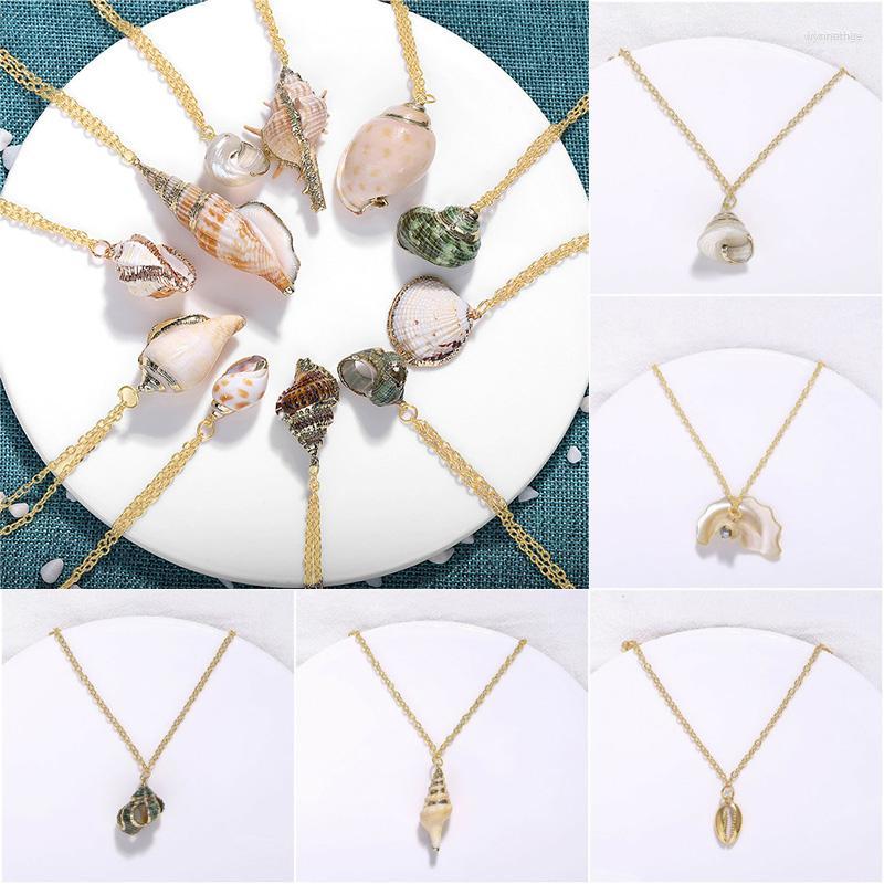 

Chains Long Pendant Shell Gold Color Necklace Chain Women Jewelry Seashell
