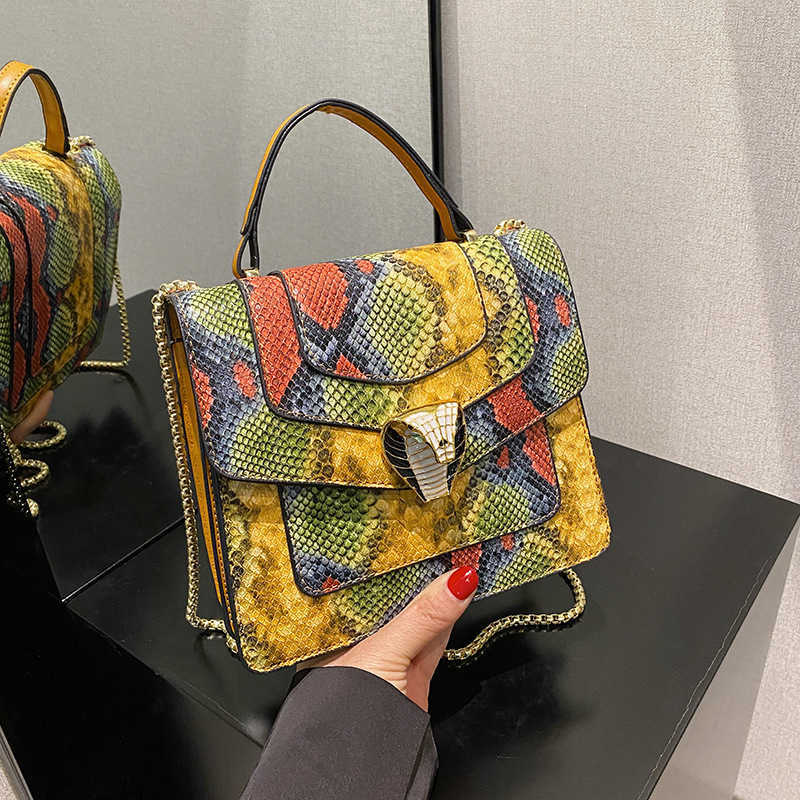

Snake Head Women's Bag 2023 New Snake Pattern Handbag Women's One Shoulder Crossbody Bag Chain Bag Bags, Yellow8