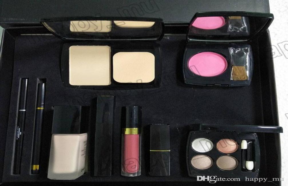 

C brand 9 piece set Foundation powder Blush with brush Liquid foundation lipstick lipgloss eyeshadow palette eyeliner 9 in 1 set2415080