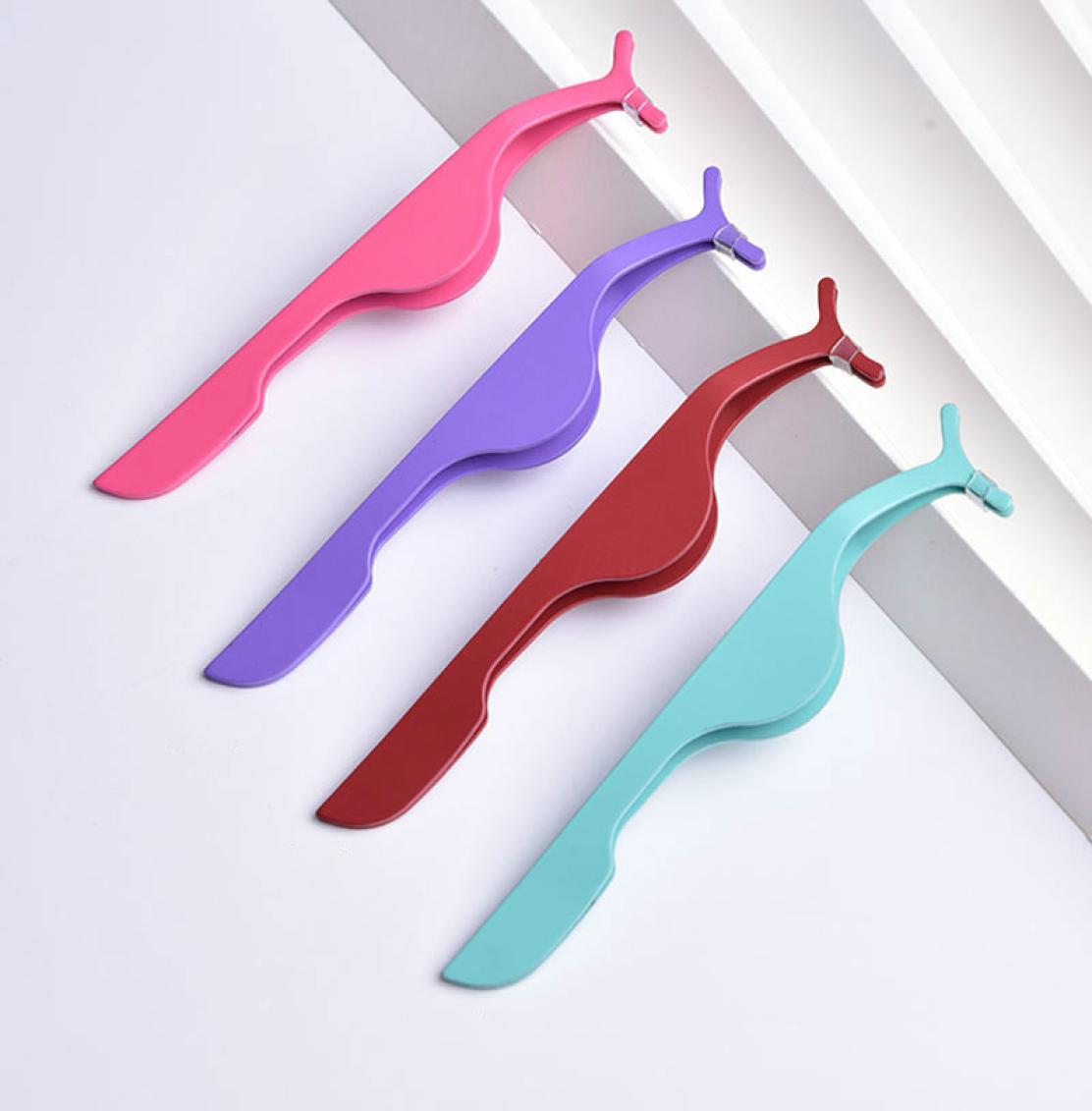 

Fake Lash Applicator Pink Purple Red Light Green Eyelash Tweezers Clip Beauty Makeup Tool Eyelash Curler4129588