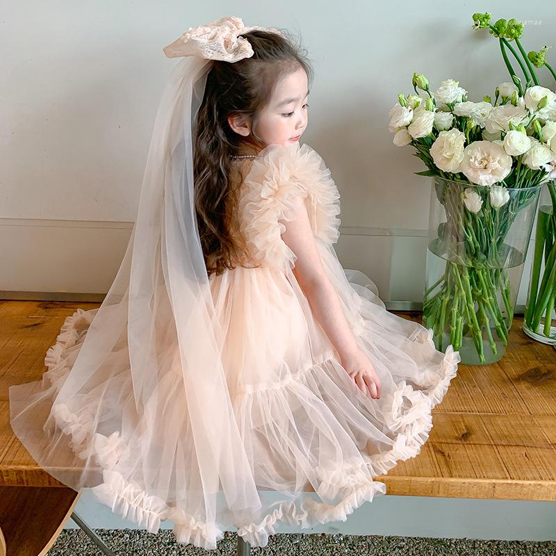 

Girl Dresses Toddler Baby Lolita Mesh Dress For Kids Princess Girls Boutique Ruffles Party Gown Ballerina Dancing Vestido Outfit, Cream