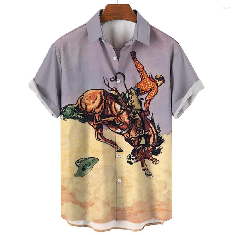 

Men' Casual Shirts 2023 Western Cowboy Shirt Men' Oversized Hawaiian Sweatshirt Short Sleeve V Neck Clothing Street Tops Camisas Clot, E01-hy11027