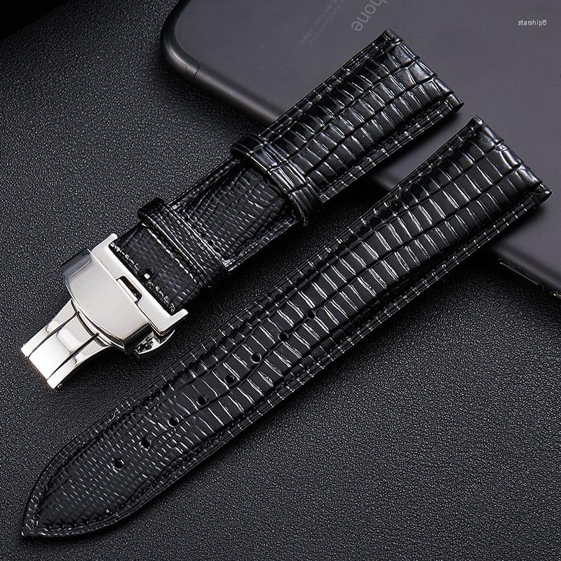 

Watch Bands Lizard Texture Butterfly Buckle Leather Watchband Strap Universal Band 14mm 16mm 18mm 20mm 22mm 24mm