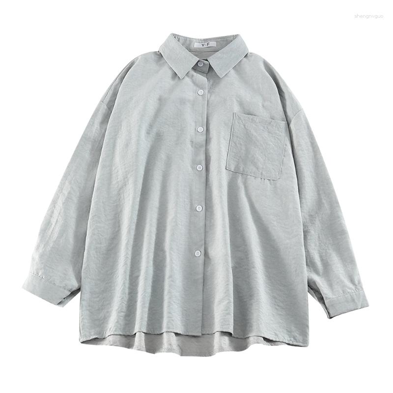 

Women's Blouses Wholesale 2023 Spring Autumn Fashion Casual Ladies Work Women Blouse Woman Overshirt Female OL BVt179, Grey