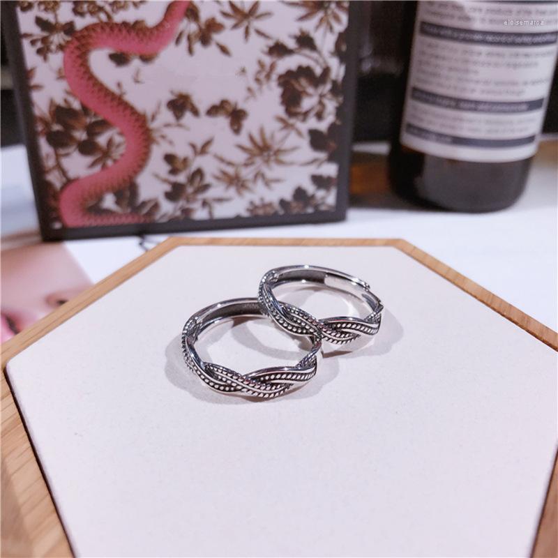 

Cluster Rings Real 925 Sterling Silver Twisted Shape Luxury Vintage All Matching For Women