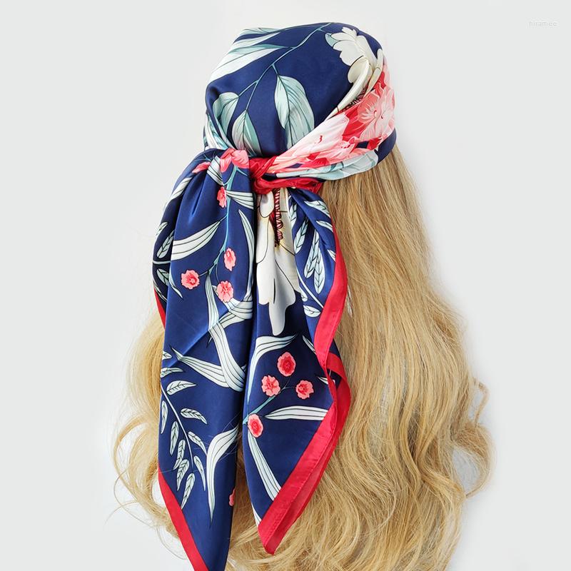 

Scarves 90 90cm Design For Women Shawl Print Silk Feeling Hijab Scarf Neckerchief Female Bandana Square Foulard Ladies Wrap