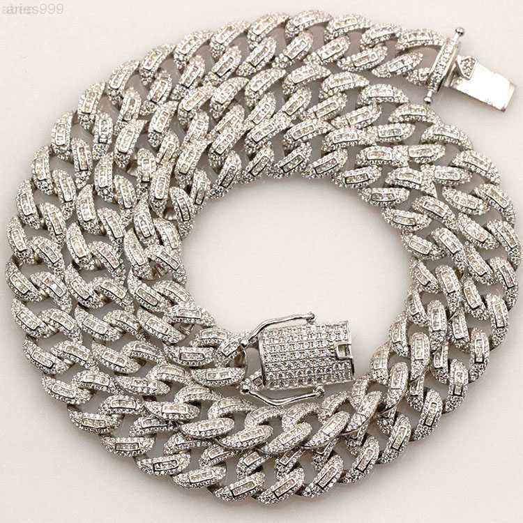 

Silver Hip Hop Cuban Chain Inlay Cz Diamond High Quality Cuban Link Necklace