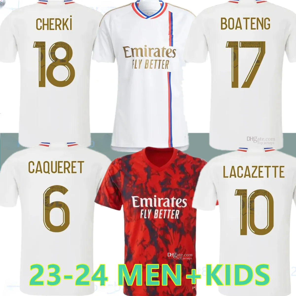 

23 24 lyon Soccer Jerseys Maillot de foot CAQUERET OL 2023 2024 home football shirt AOUAR BARCOLA CASTELLO JR CHERKI BOATENG DEMBELE GUSTO man kids kit set equipment, 22-23 away