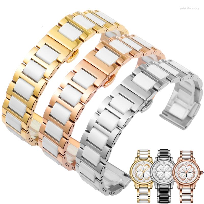 

Watch Bands General Replacement Strap 12/13/14/15/16/17/18/19/20/21/22/23/24 Mm Stainless Steel Between Ceramic Band