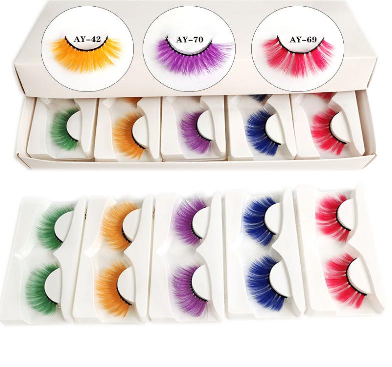 

Thick Colored Faux Mink 3D Eyelashes Dramatic Super Long Fluffy Color False Eye Lashes for Halloween Cosplay Stage Makeup 11316283437