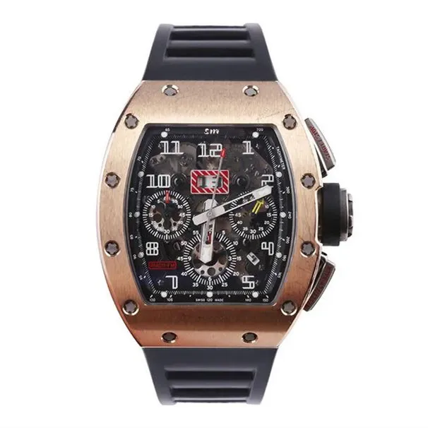 

Men's automatic mechanical watch Japan West iron city movement natural rubber watchband size 50x45mm 316 stainless steel watchcase Skeleton Face rm01