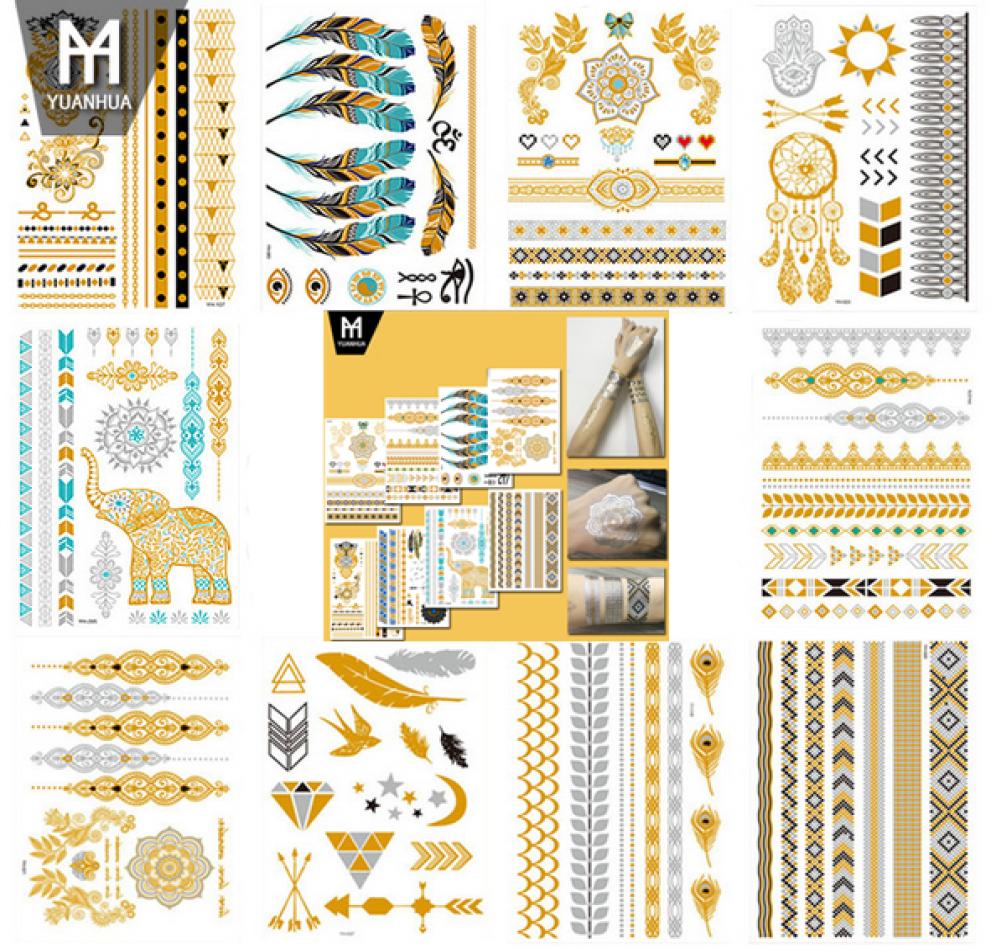 

Flash Metallic Temporary Tattoo Tattoo Supplies Gold Silver Waterproof Tatoo Jewelry Henna Tattoo Sticker Body Art1598795