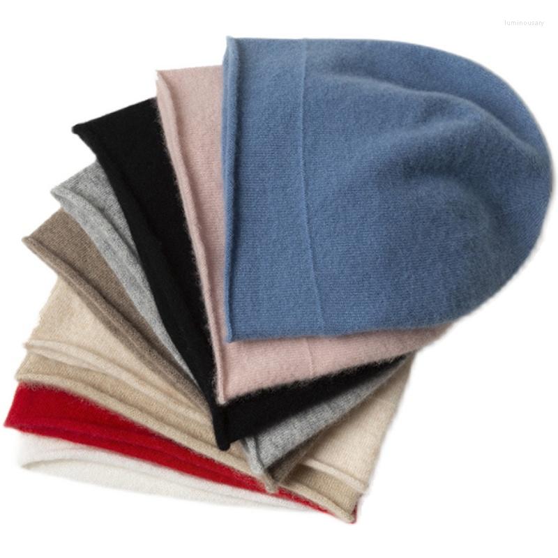 

Berets Pure Cashmere Hat Men's Women's Warm Knitted