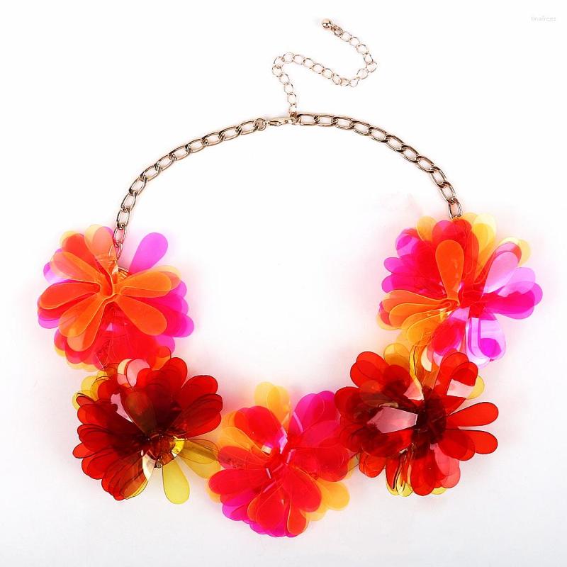 

Pendant Necklaces FishSheep Trendy Multi Color Plastic Flowers Choker Necklace For Women Bohemian Colorful Rose 2023 Y2K Jewelry