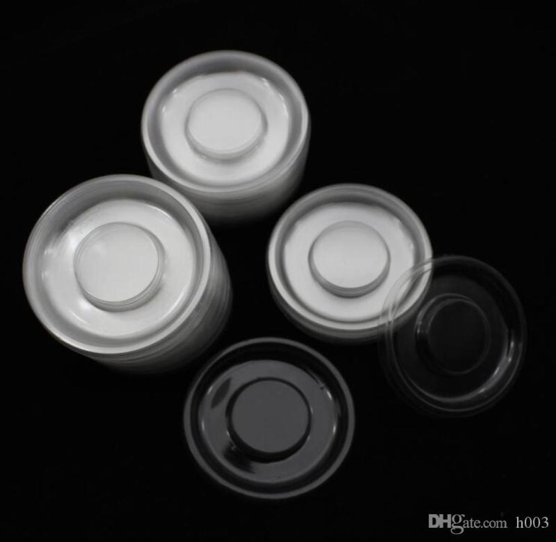 

100pcs whole circle round clear lash trays plastic transparent blank holder tray for eyelash packaging box Case container8120699