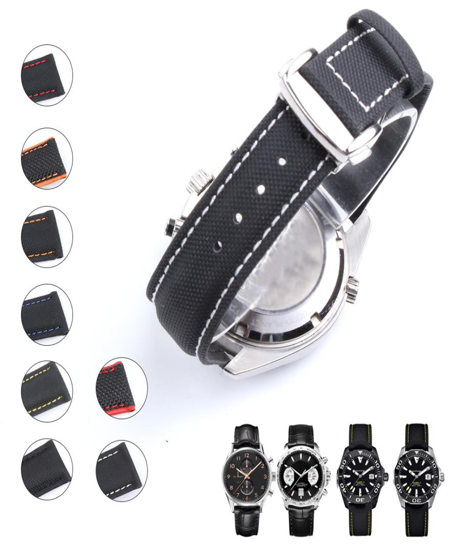 

Nylon Leather Canvas Watchband For Omega At150 20mm 22mm Watch Strap For AQUARACER 300m Belt4508658