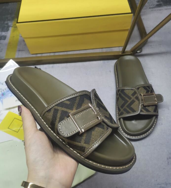 

Fashion Women Men Sandal Luxury Designer Lady Gentlemen Colorful Canvas Letter Anatomic Leather slide 6 style Model 35-45 with box, 10