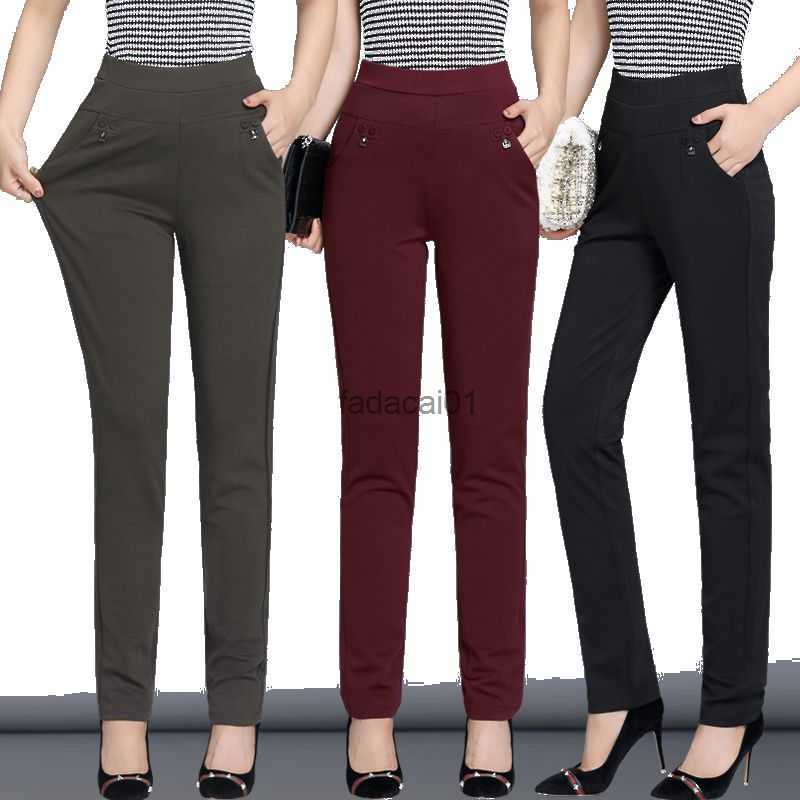 

S6XLNew autumn winter Plus Size Women's Pants Fashion Solid color Skinny high waist elastic Trousers Fit Lady Pencil Pants L230621, Black
