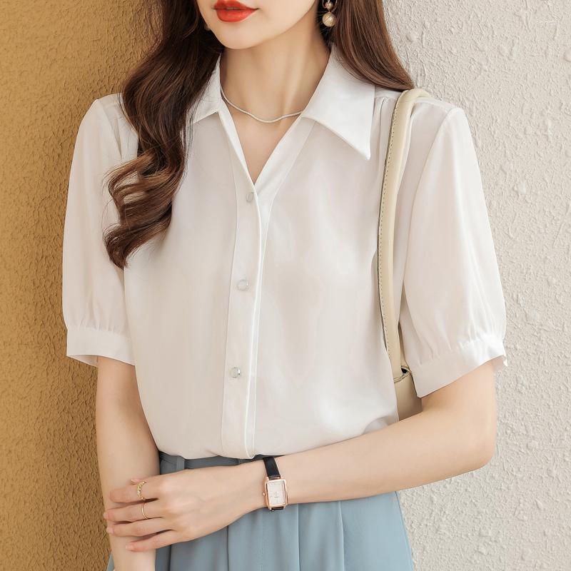 

Women's Blouses Spinning Shirt Women's Summer Design Sense 2023 French Top Loose Slouchy Style Short-sleeved Selling T393, Blue