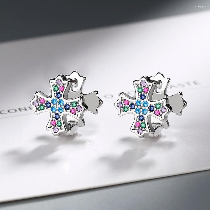 

Stud Earrings In 925 Sterling Silver Zircon Cross Small For Women Luxury Designer Jewelry Accessories 2023 Trending