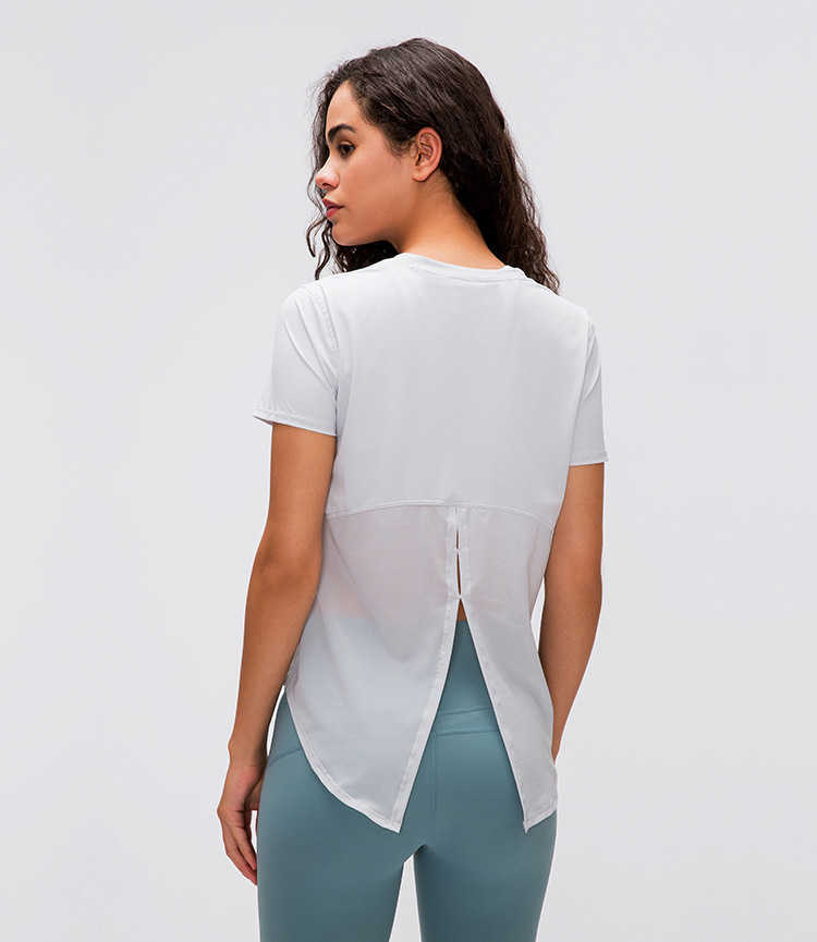 

Yoga Yoga Womens Clothing Top Women Gym Sport Fitness Shirts Women's Short Sleeve Top Loose Blouse Breathable Sportswear L-23, Champagne powder