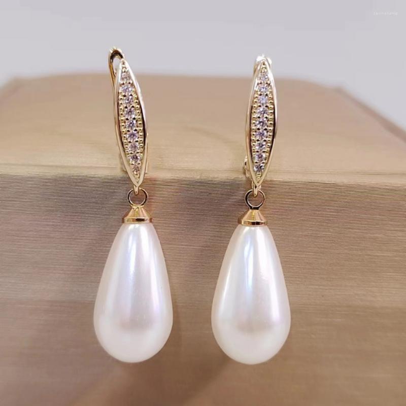 

Dangle Earrings MKOPSZ White Imitation Pearl Water Drop For Women Fashion Zircon Earring Fine Jewelry Wedding Accessories