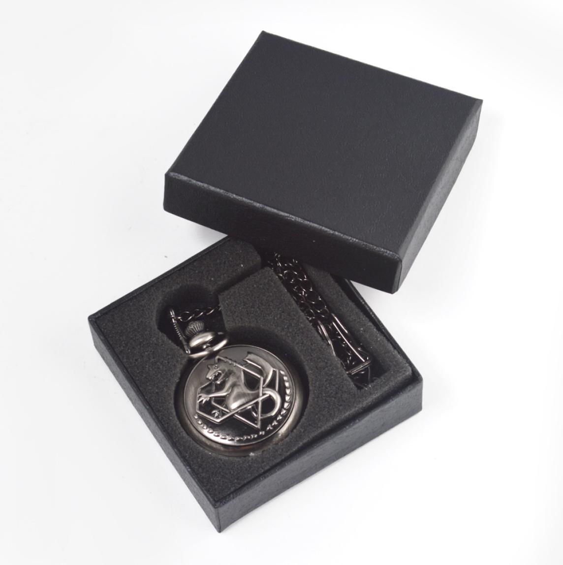 

Whole 50pcslot Mix 3Colors Quartz watches Chain Bronze Anime Alchemist Alchemist pocket watches with Gift box4494143, Black